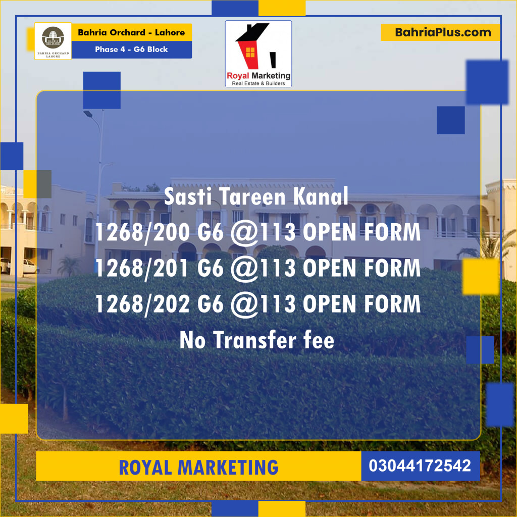 Residential Plot for Sale in Phase 4 - G6 Block -  Bahria Orchard, Lahore - (BP-182721)