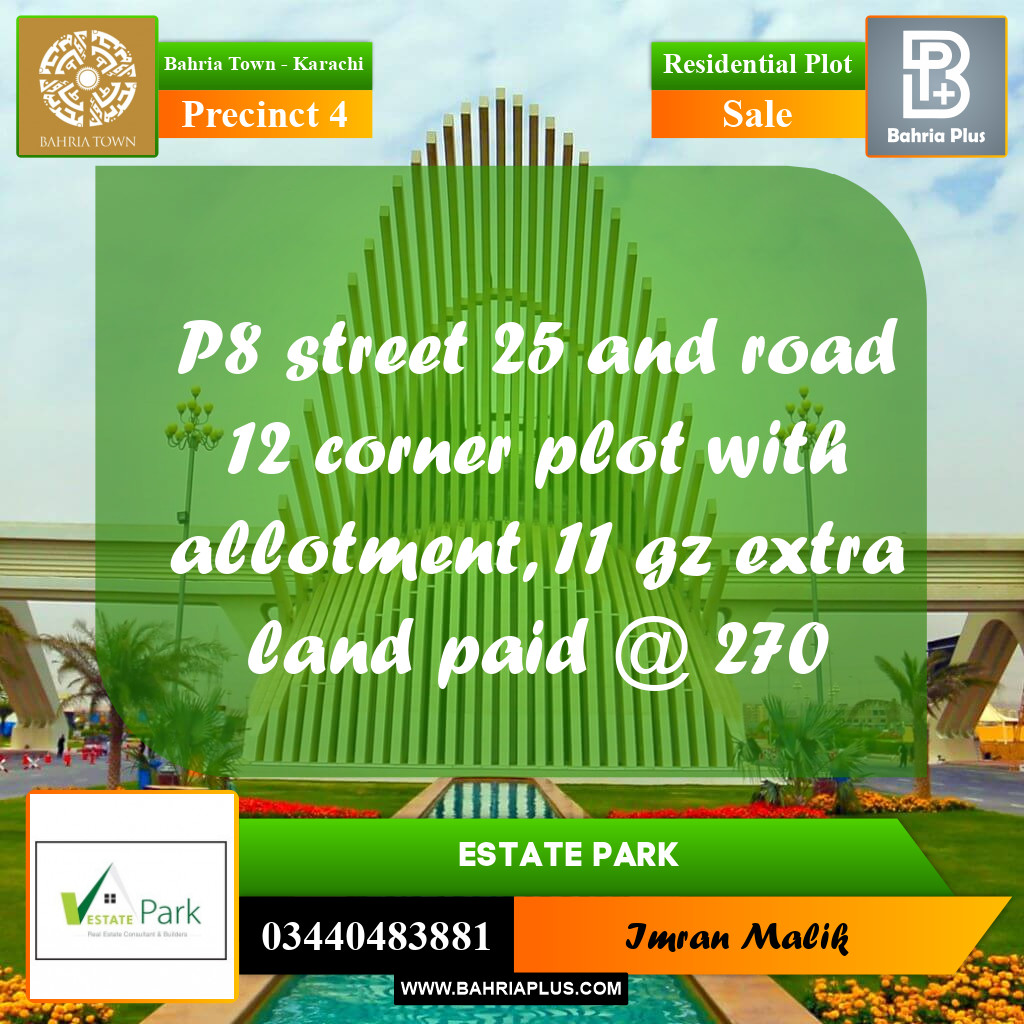 500 Sq. Yards Residential Plot for Sale in Precinct 4 -  Bahria Town, Karachi - (BP-182735)
