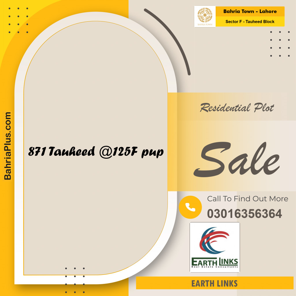 Residential Plot for Sale in Sector F - Tauheed Block -  Bahria Town, Lahore - (BP-182776)