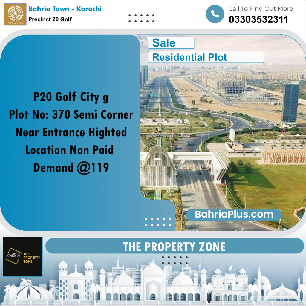 Residential Plot for Sale in Precinct 20 Golf -  Bahria Town, Karachi - (BP-182795)