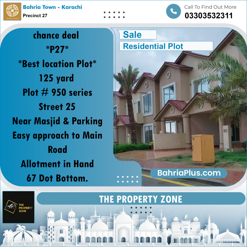 Residential Plot for Sale in Precinct 27 -  Bahria Town, Karachi - (BP-182809)