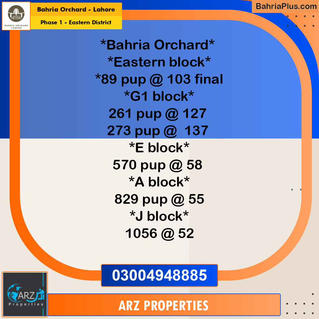 Residential Plot for Sale in Phase 1 - Eastern District - Bahria Orchard, Lahore - (BP-182829)