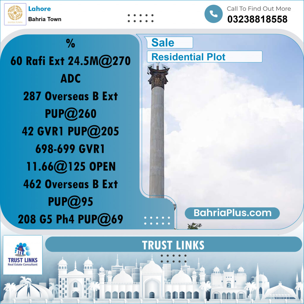 Residential Plot for Sale in Bahria Town, Lahore - (BP-182870)