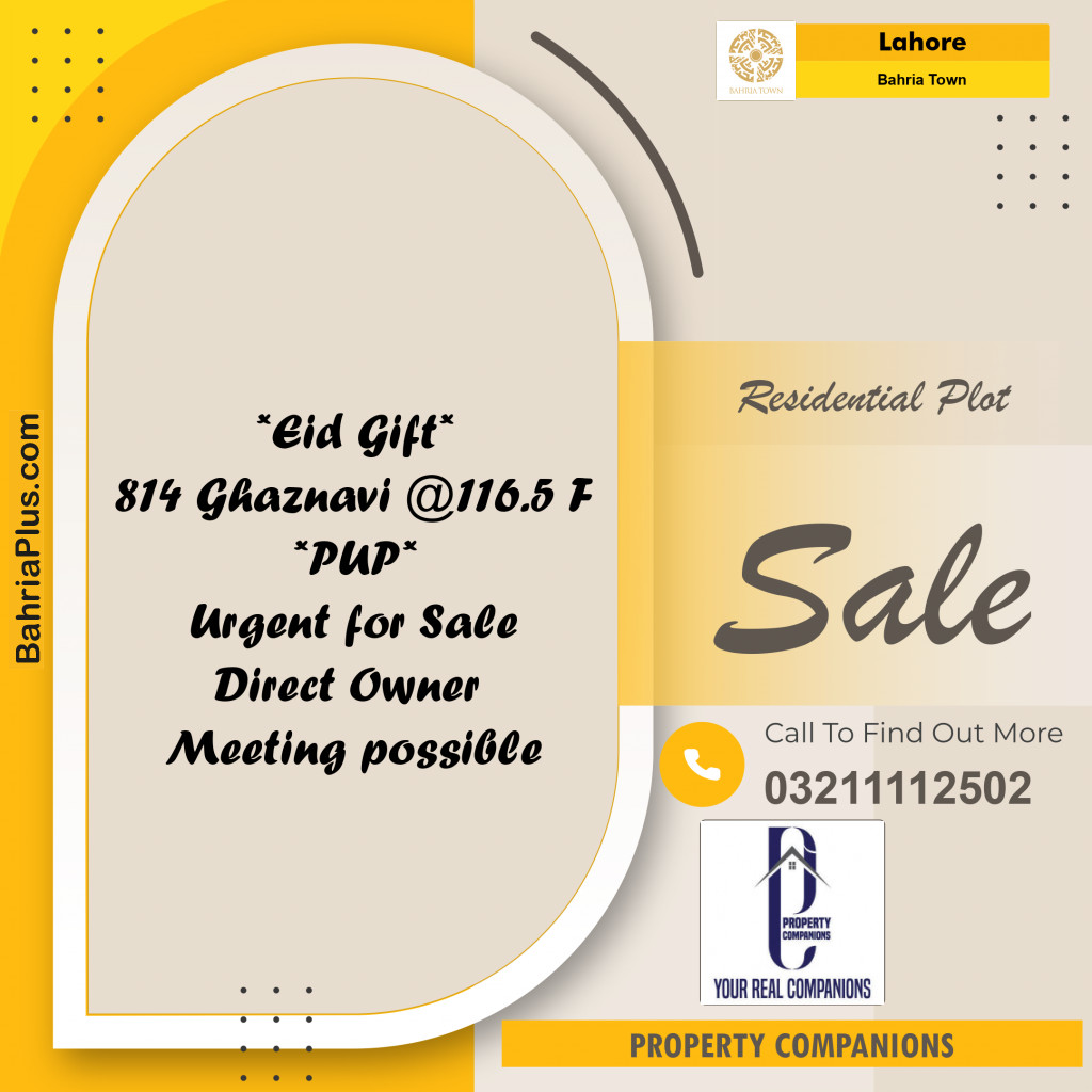 Residential Plot for Sale in Bahria Town, Lahore - (BP-182877)