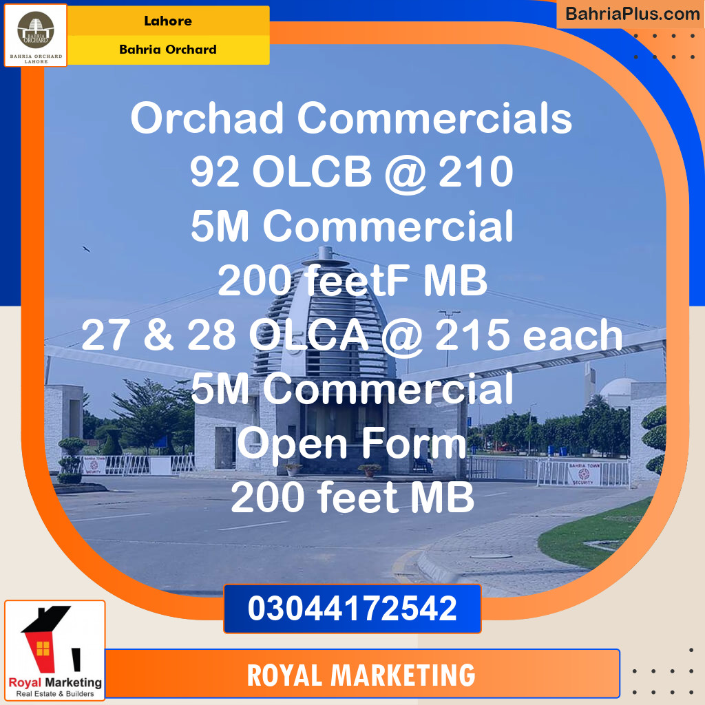 Commercial Plot for Sale in Bahria Orchard, Lahore - (BP-182911)