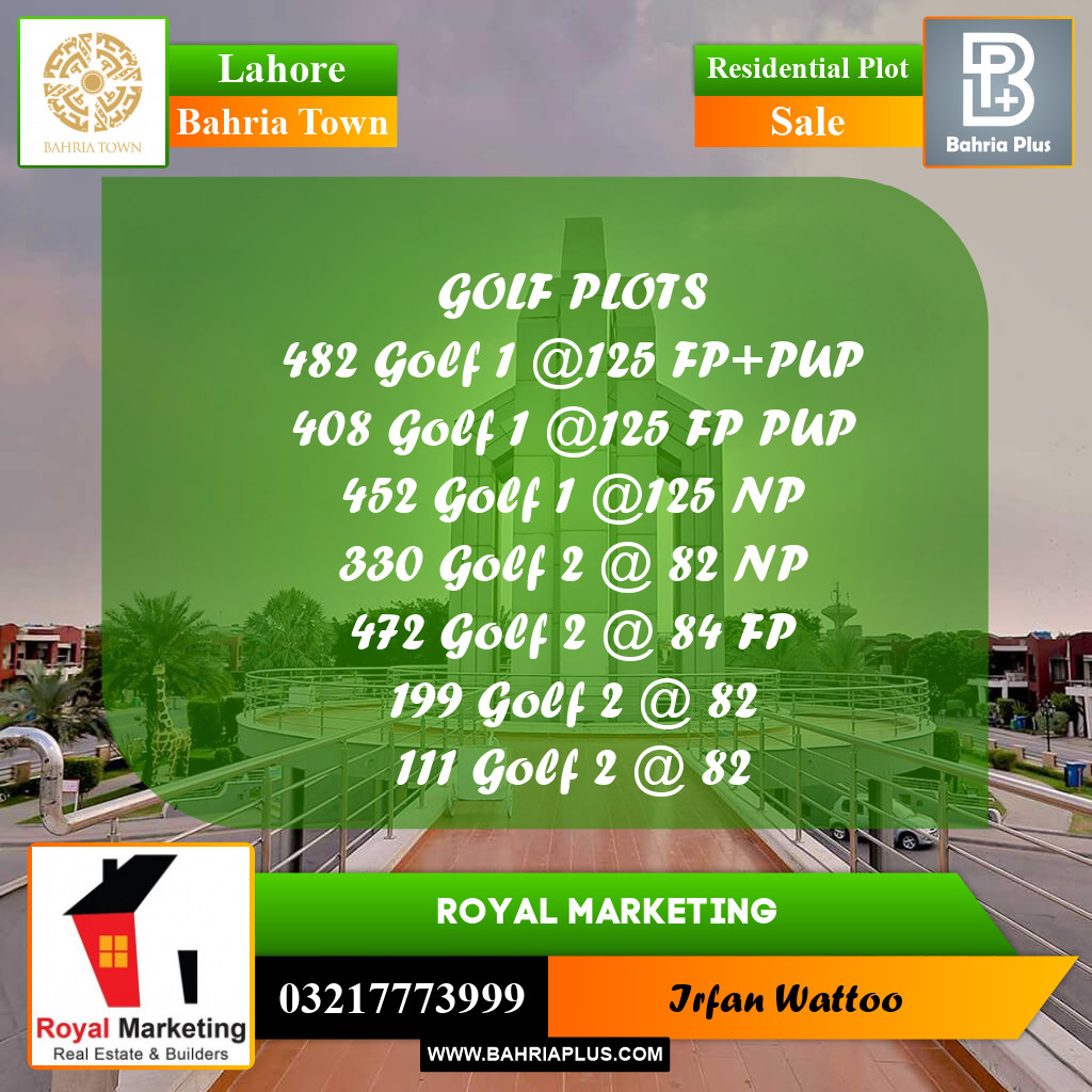 Residential Plot for Sale in Bahria Town, Lahore - (BP-182938)