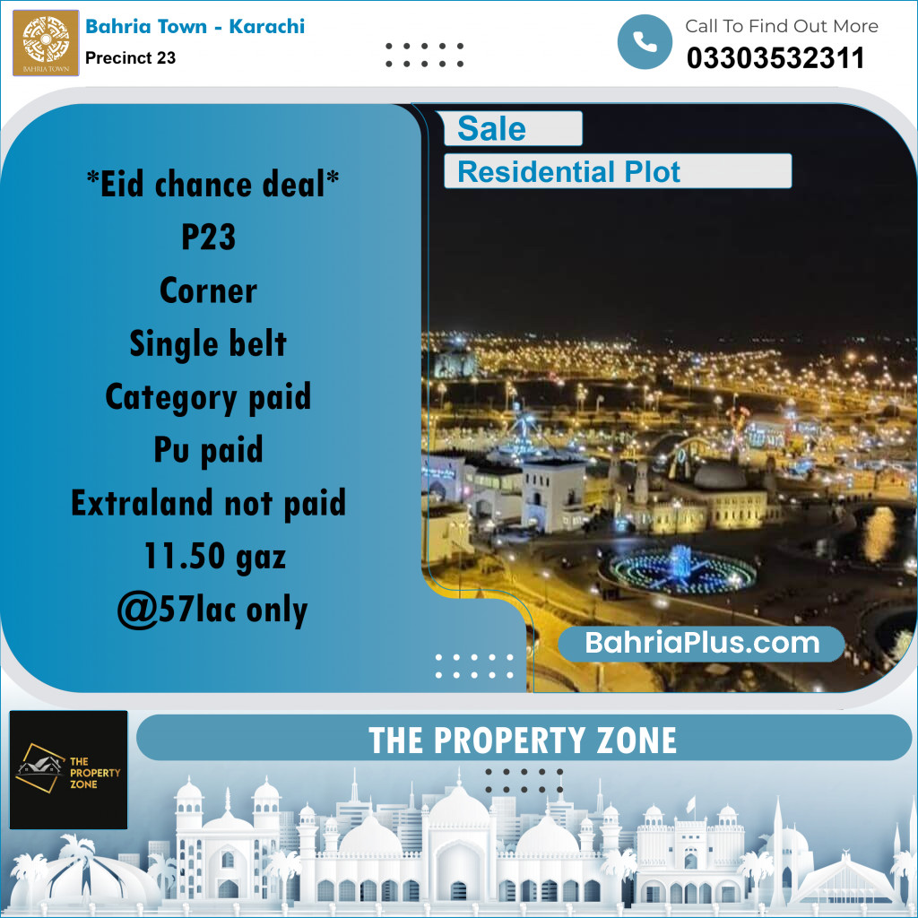 125 Sq. Yards Residential Plot for Sale in Precinct 23 -  Bahria Town, Karachi - (BP-182960)