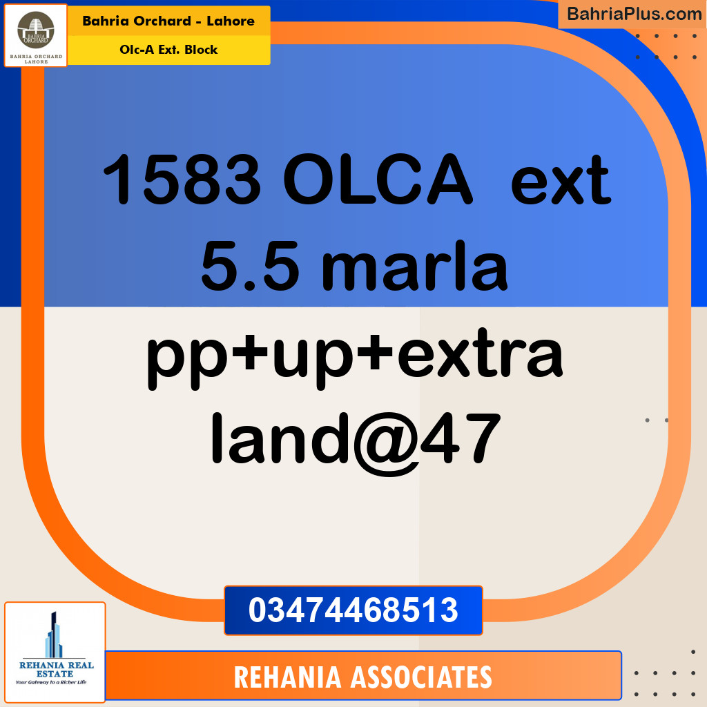 Residential Plot for Sale in OLC-A Ext. Block - Bahria Orchard, Lahore - (BP-182985)