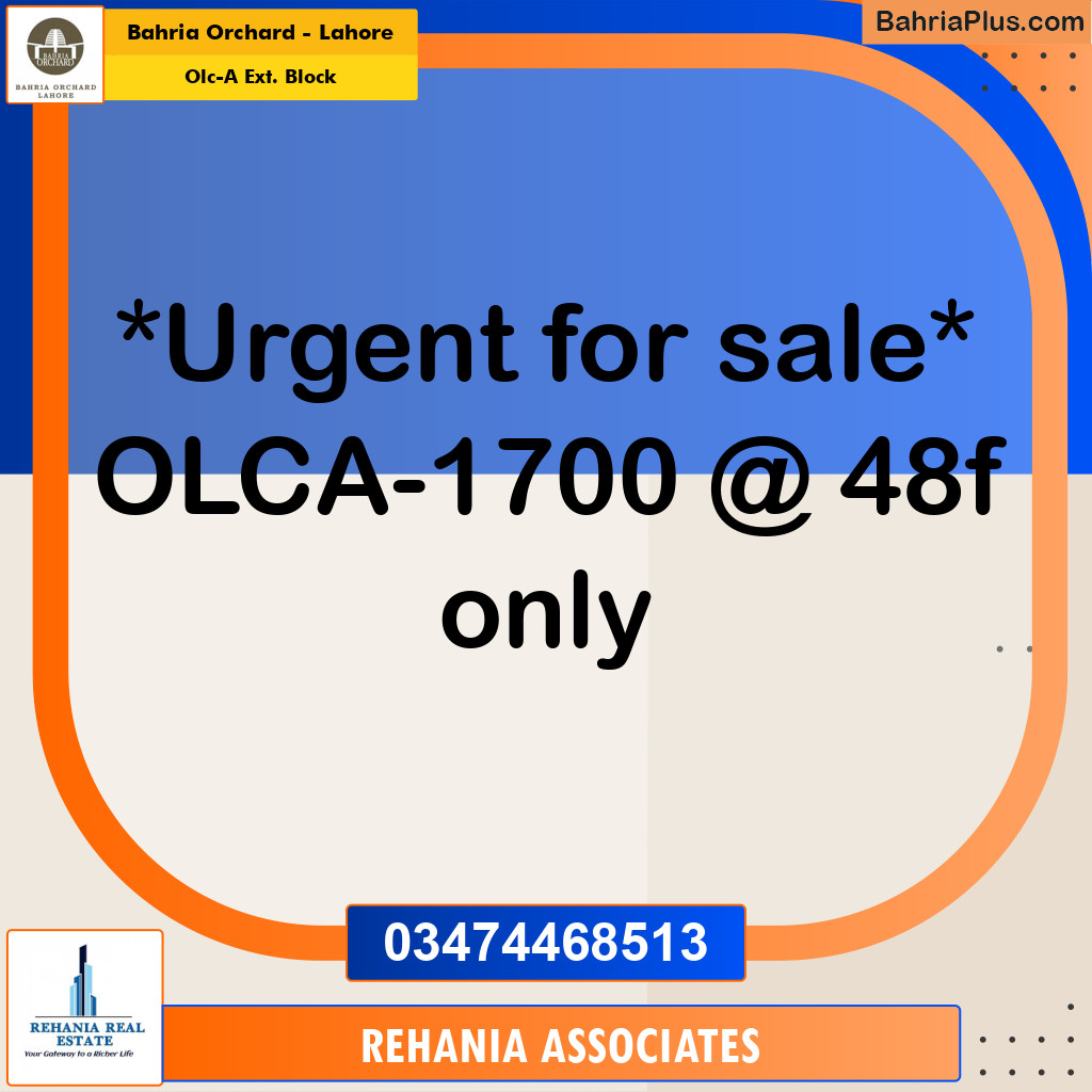 Residential Plot for Sale in OLC-A Ext. Block -  Bahria Orchard, Lahore - (BP-182986)