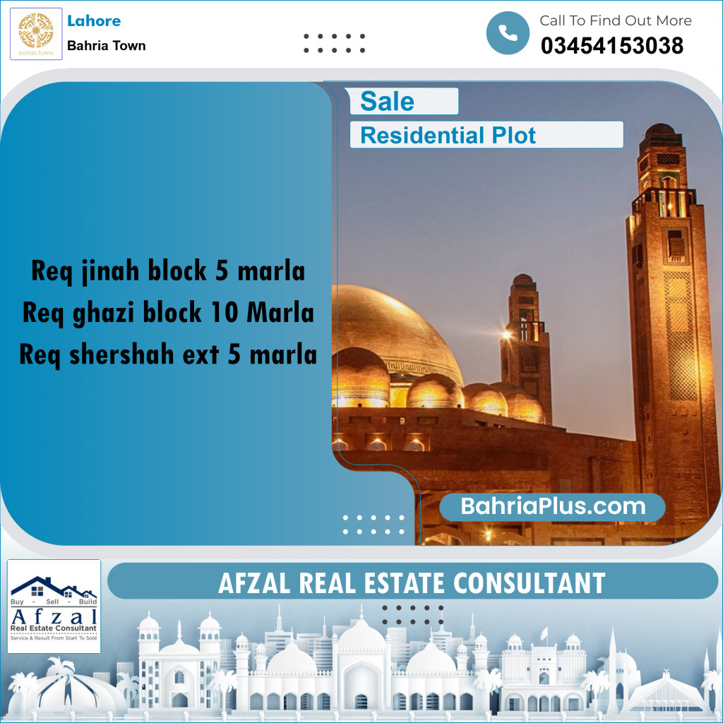 Residential Plot for Sale in Bahria Town, Lahore - (BP-183004)