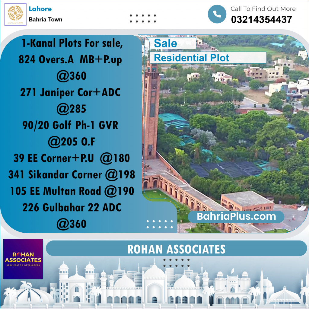 Residential Plot for Sale in Bahria Town, Lahore - (BP-183007)