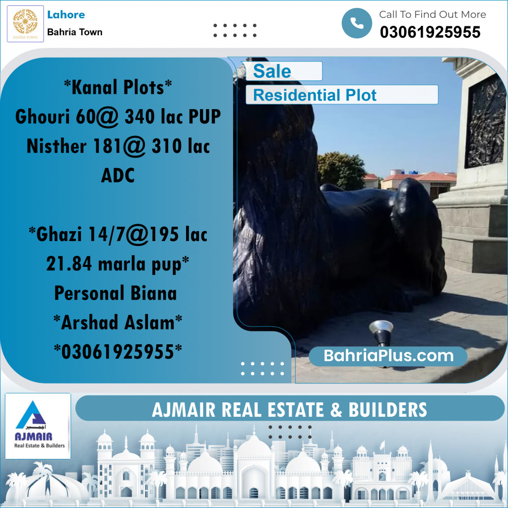 Residential Plot for Sale in Bahria Town, Lahore - (BP-183077)