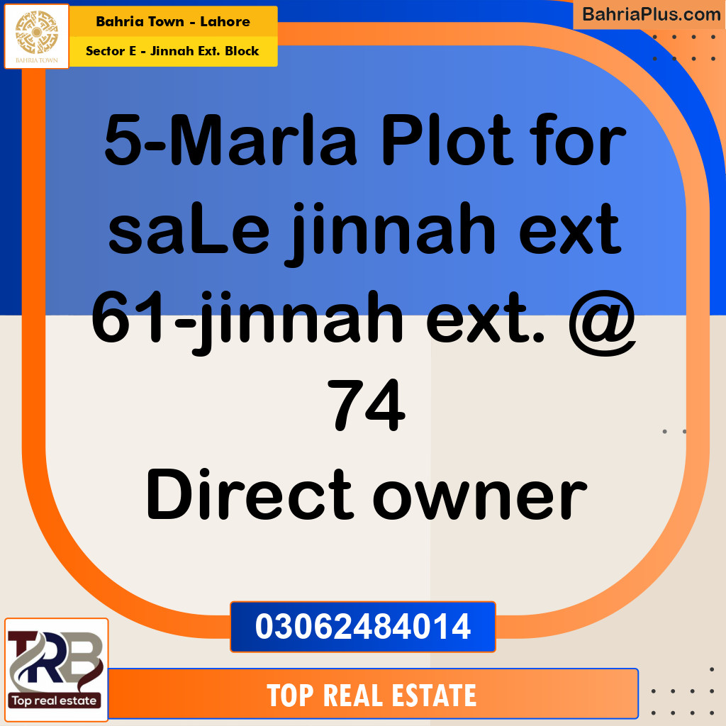 Residential Plot for Sale in Sector E - Jinnah Ext. Block -  Bahria Town, Lahore - (BP-183097)