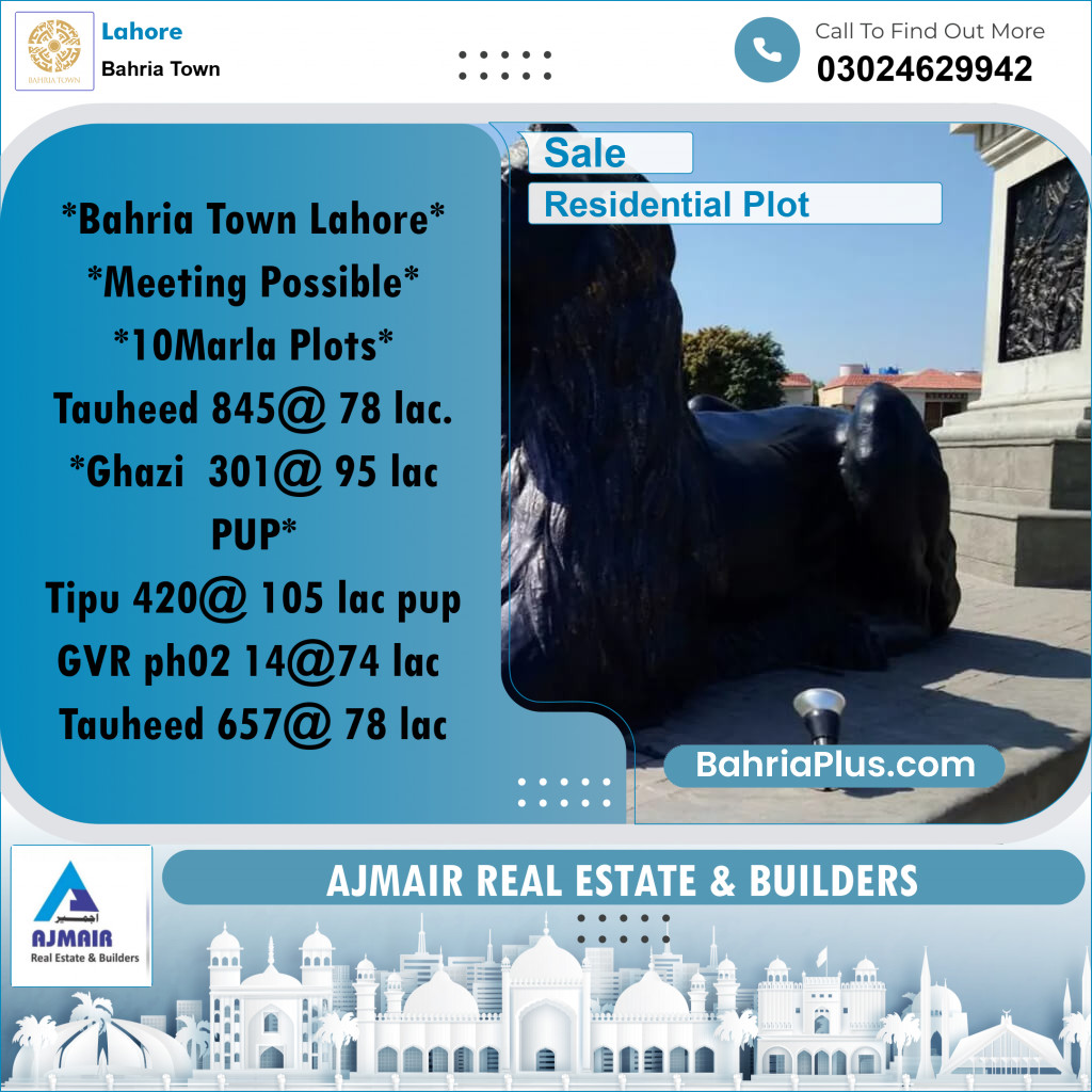 Residential Plot for Sale in Bahria Town, Lahore - (BP-183098)