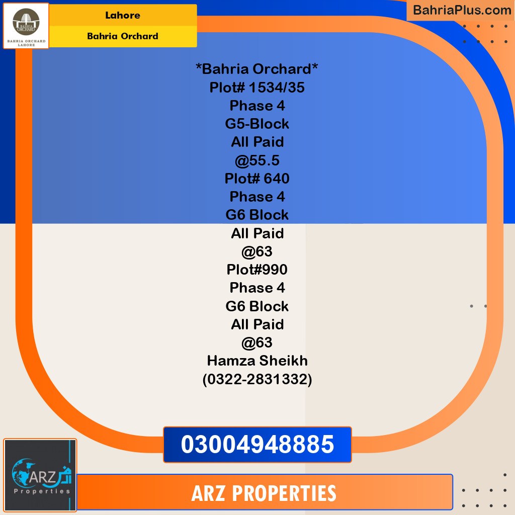 Residential Plot for Sale in Bahria Orchard, Lahore - (BP-183161)