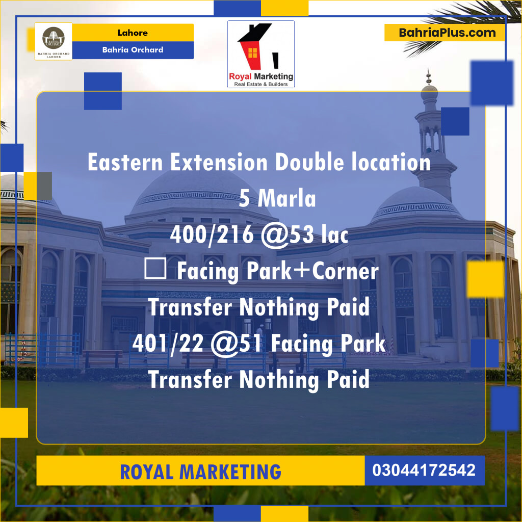 Residential Plot for Sale in Bahria Orchard, Lahore - (BP-183181)