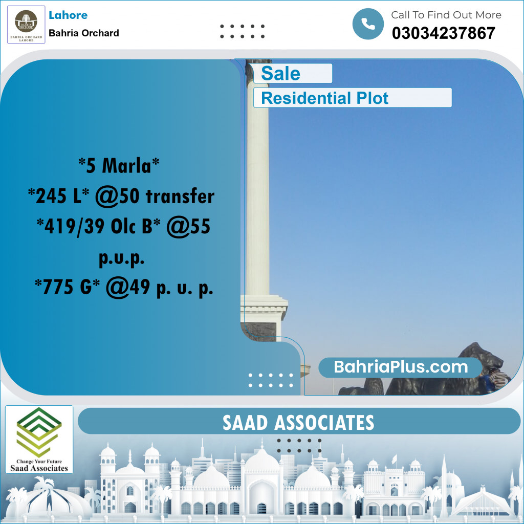 Residential Plot for Sale in Bahria Orchard, Lahore - (BP-183188)
