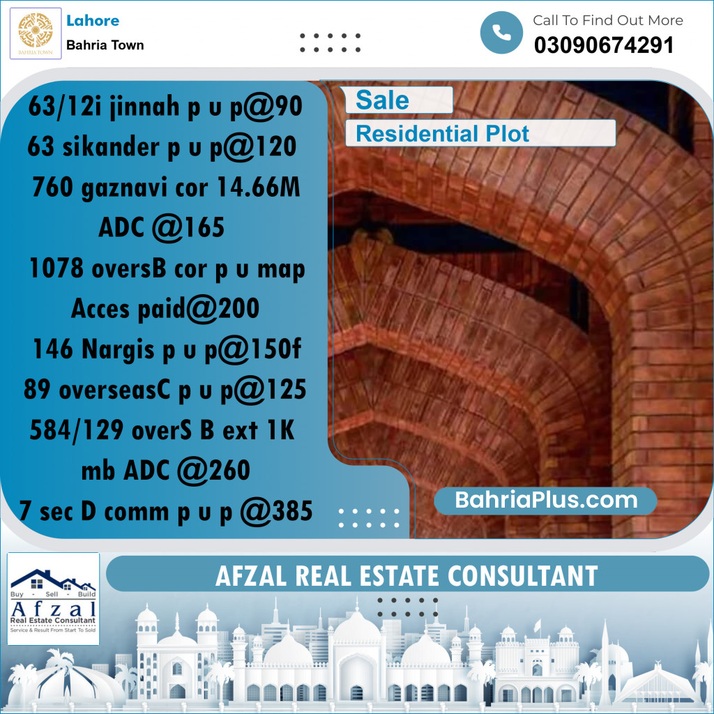 Residential Plot for Sale in Bahria Town, Lahore - (BP-183219)