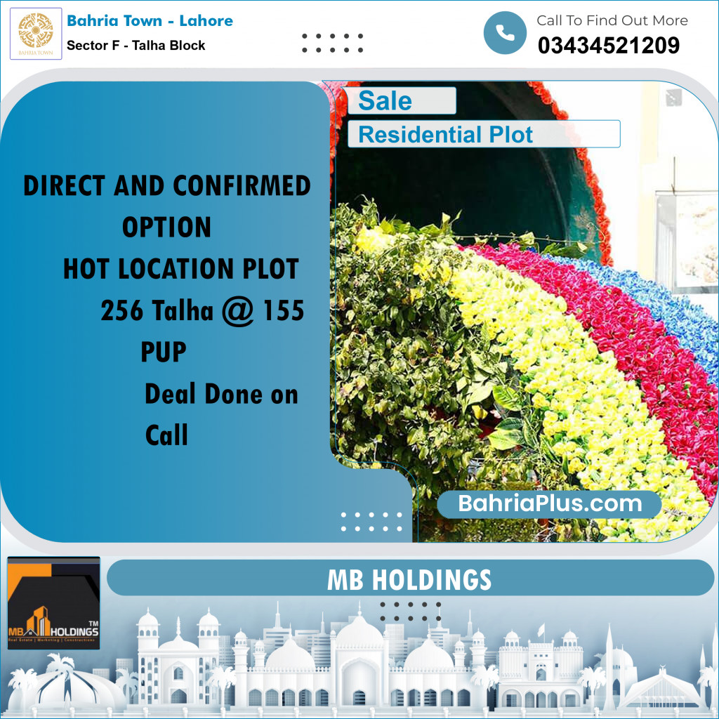 Residential Plot for Sale in Sector F - Talha Block - Bahria Town, Lahore - (BP-183232)