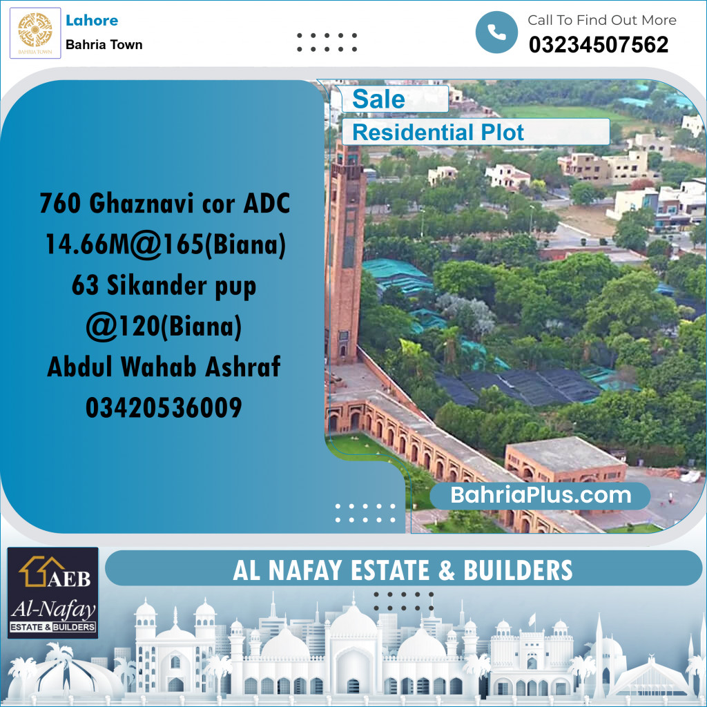 Residential Plot for Sale in Bahria Town, Lahore - (BP-183244)
