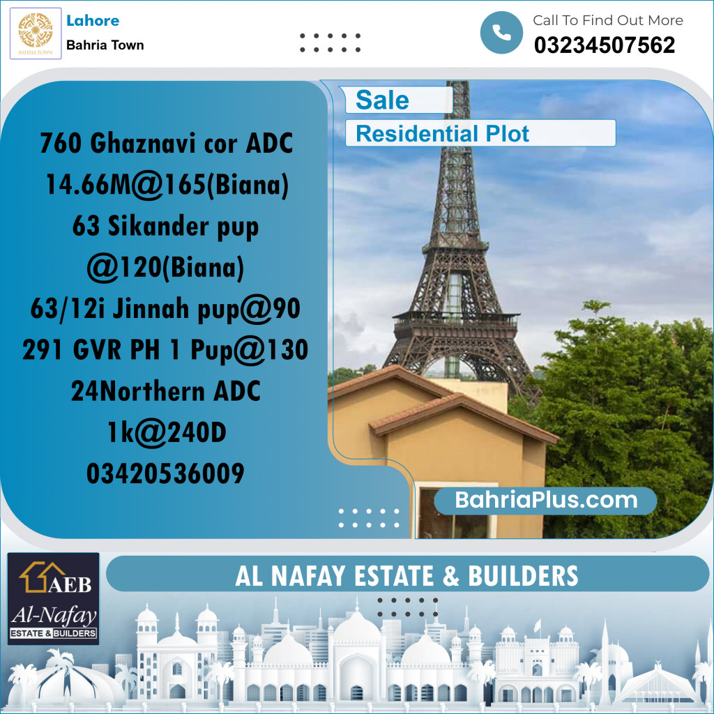 Residential Plot for Sale in Bahria Town, Lahore - (BP-183245)
