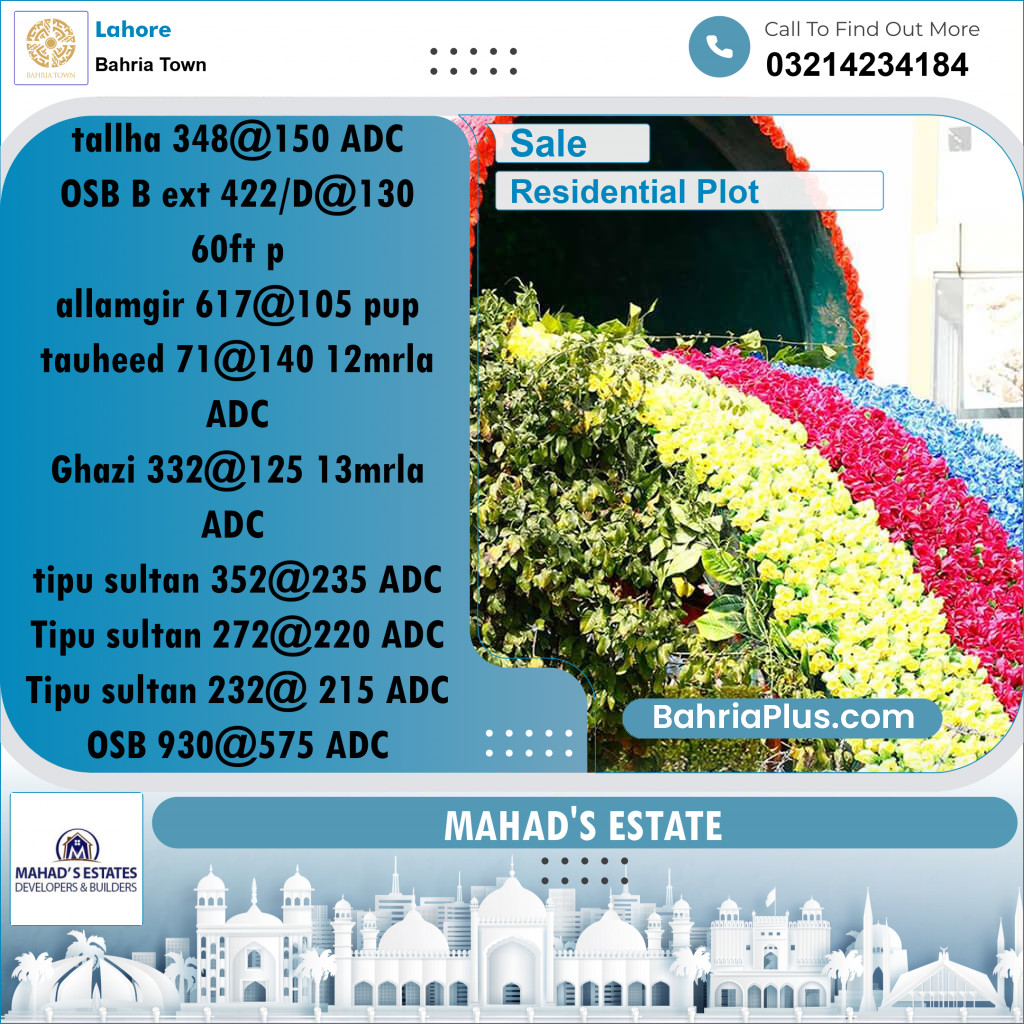 Residential Plot for Sale in Bahria Town, Lahore - (BP-183308)