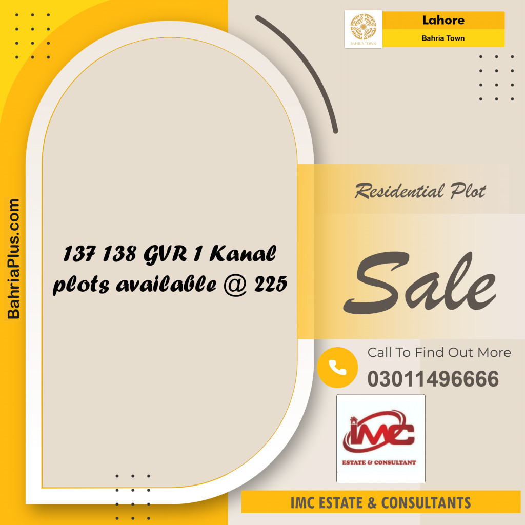 Residential Plot for Sale in Bahria Town, Lahore - (BP-183316)