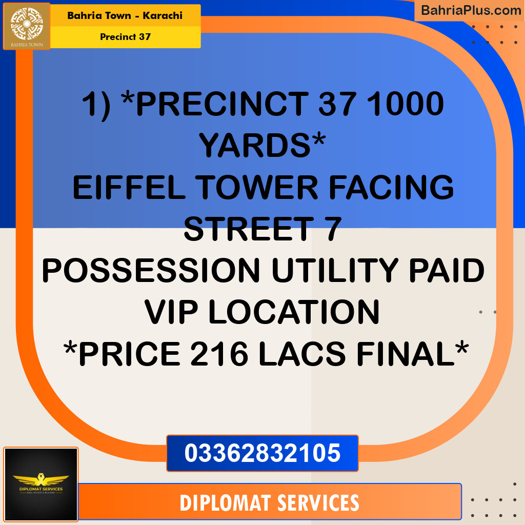 Residential Plot for Sale in Precinct 37 -  Bahria Town, Karachi - (BP-183335)