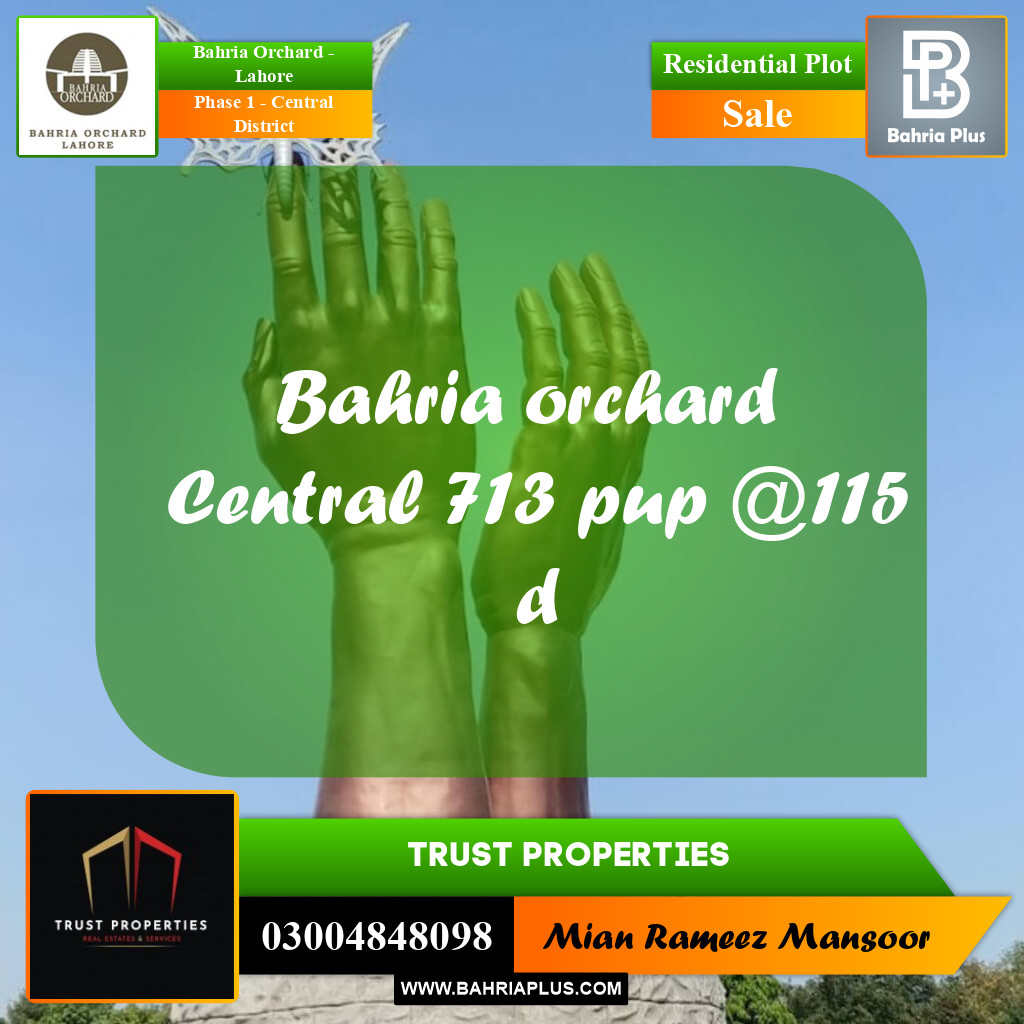 Residential Plot for Sale in Phase 1 - Central District - Bahria Orchard, Lahore - (BP-183344)