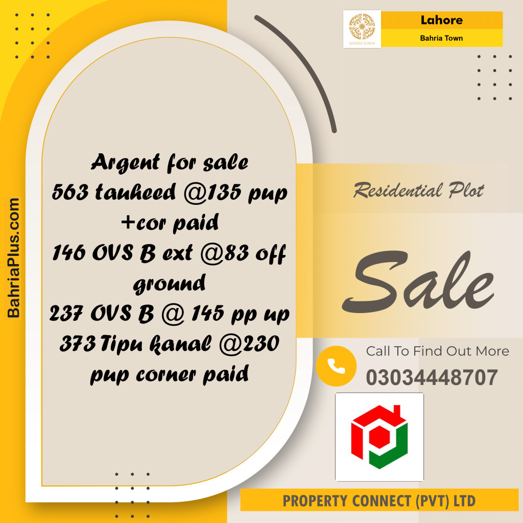 Residential Plot for Sale in Bahria Town, Lahore - (BP-183362)