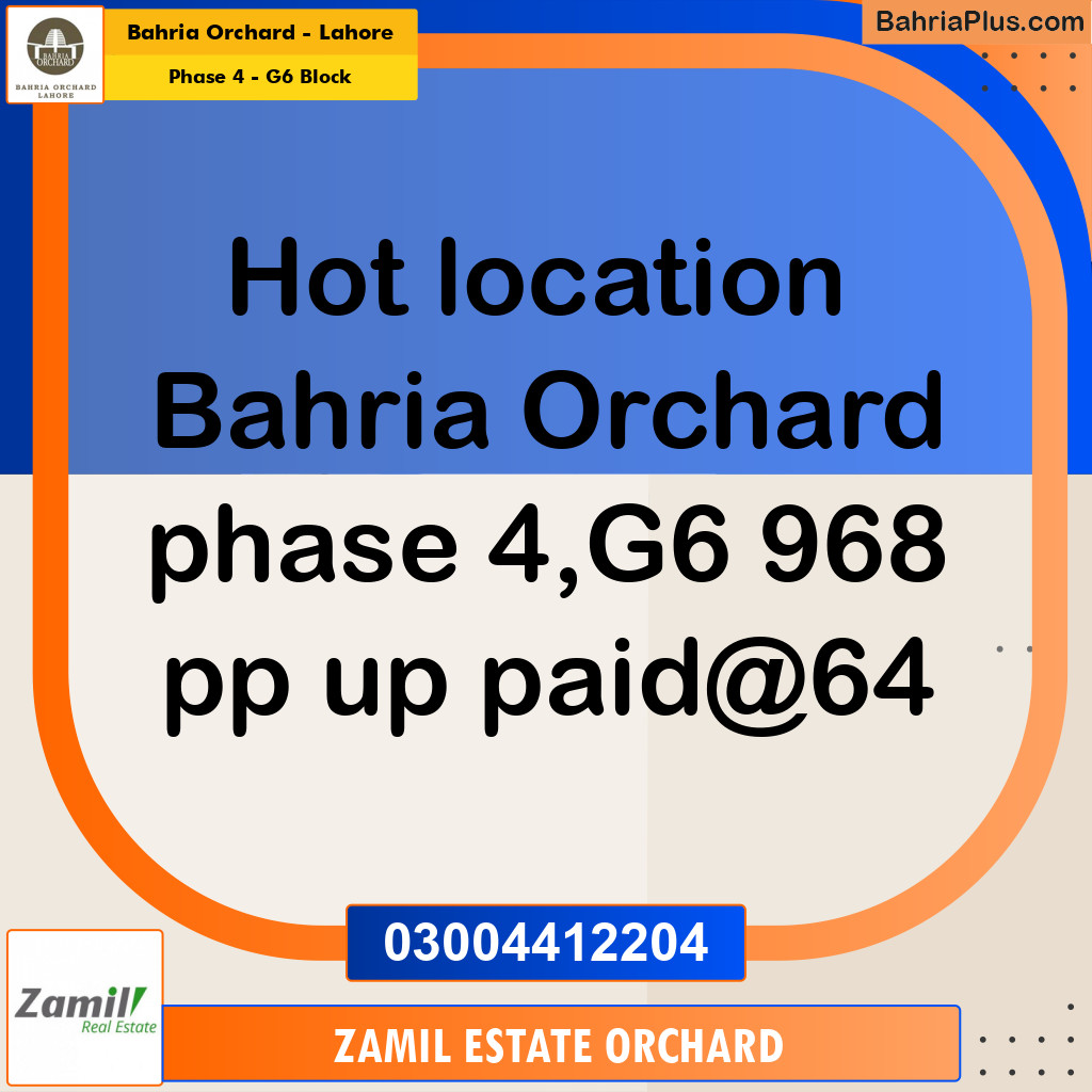 Residential Plot for Sale in Phase 4 - G6 Block -  Bahria Orchard, Lahore - (BP-183370)