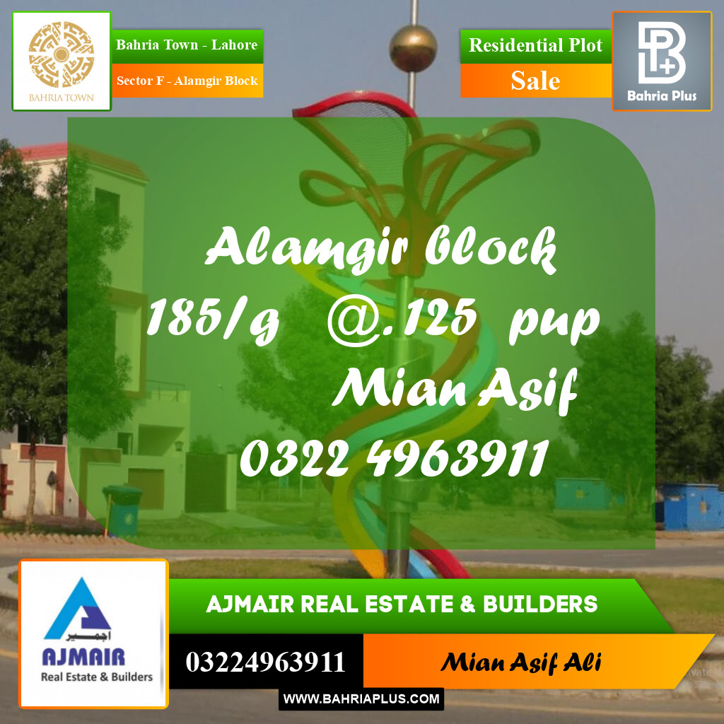 Residential Plot for Sale in Sector F - Alamgir Block -  Bahria Town, Lahore - (BP-183500)