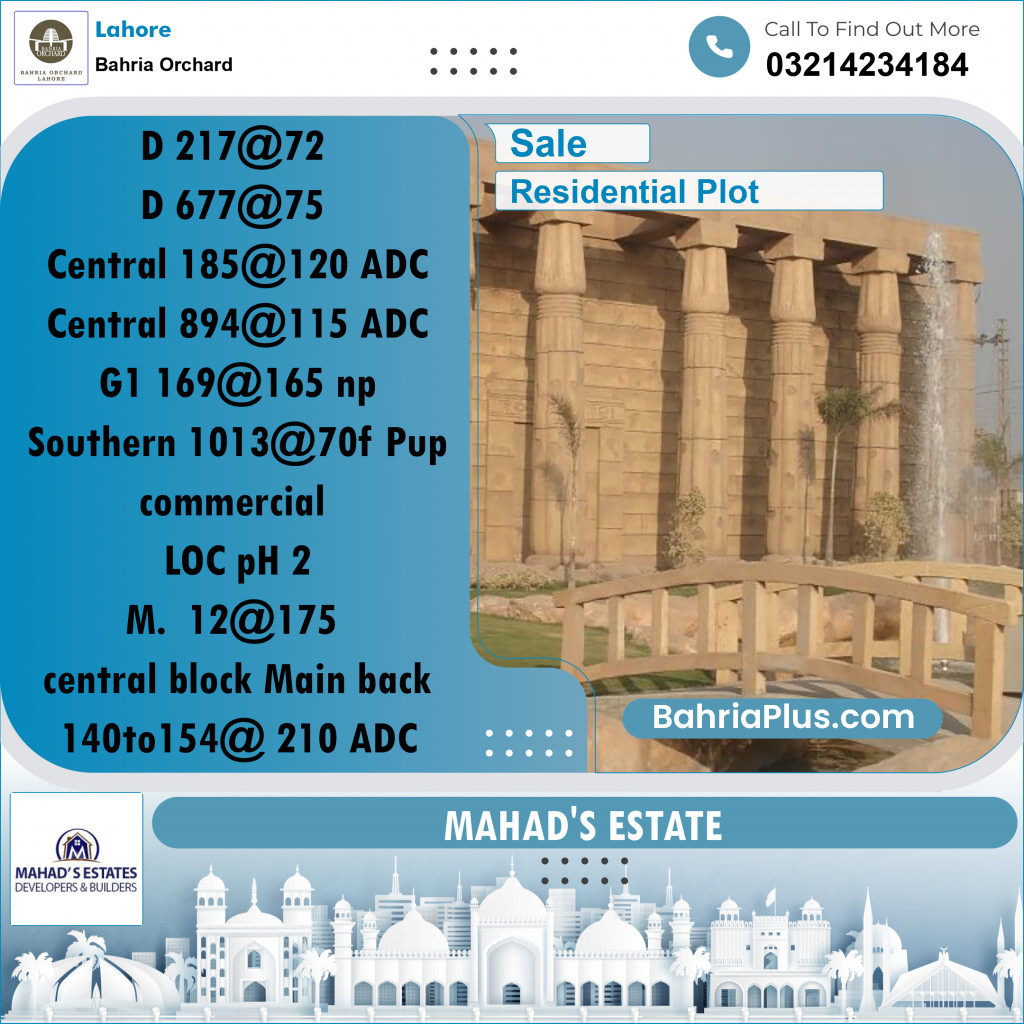 Residential Plot for Sale in Bahria Orchard, Lahore - (BP-183514)