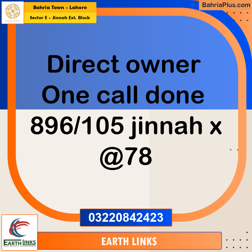 Residential Plot for Sale in Sector E - Jinnah Ext. Block - Bahria Town, Lahore - (BP-183530)