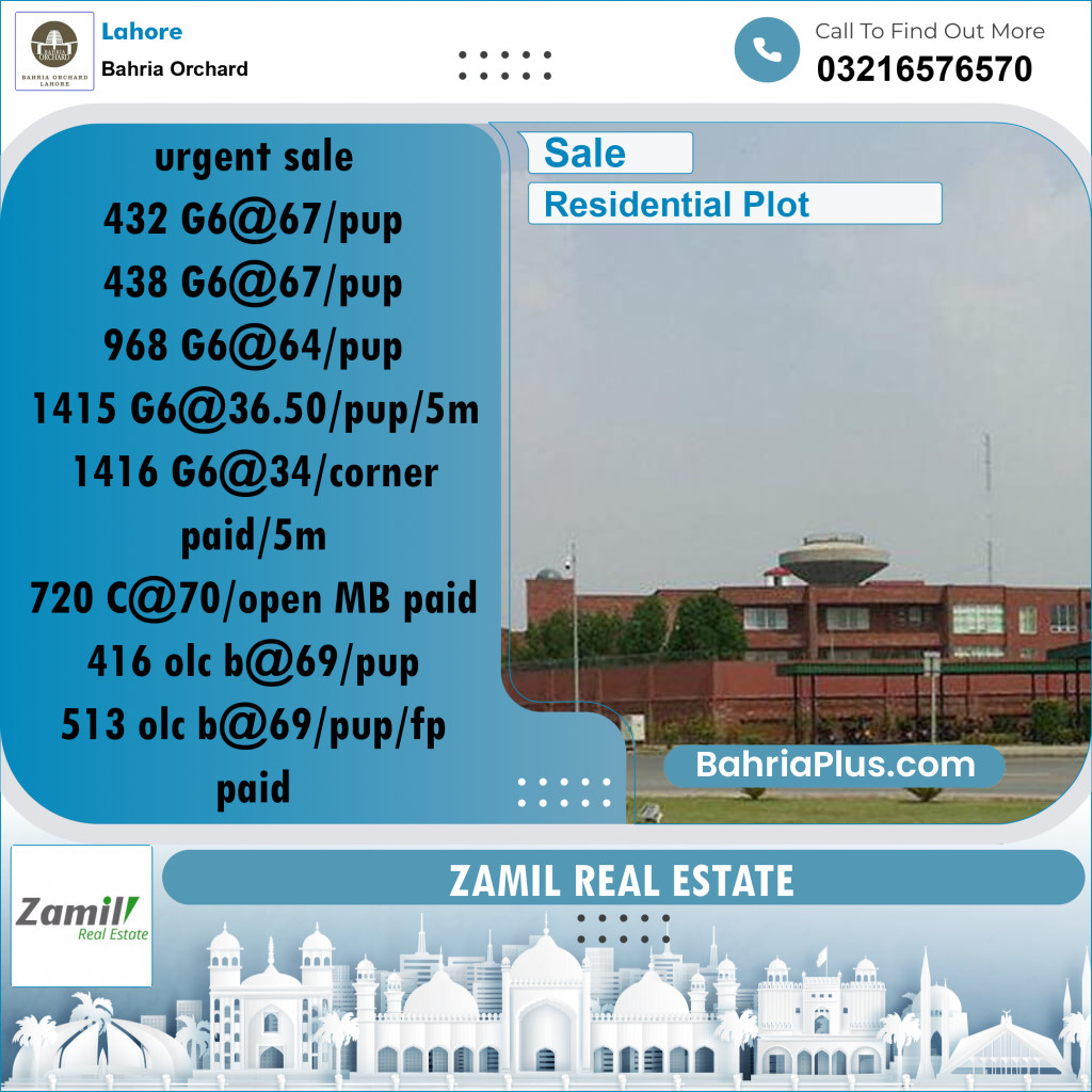 Residential Plot for Sale in Bahria Orchard, Lahore - (BP-183546)