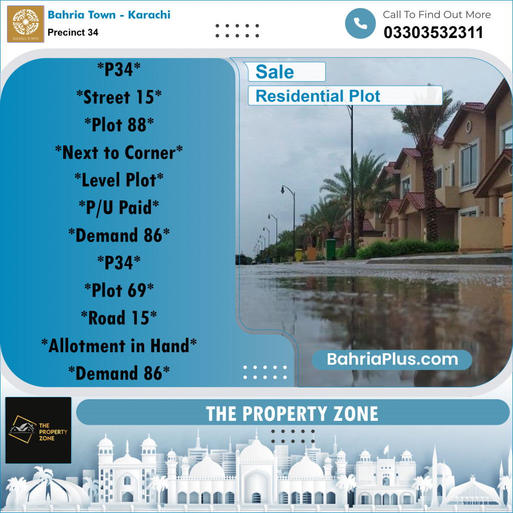 250 Sq. Yards Residential Plot for Sale in Precinct 34 -  Bahria Town, Karachi - (BP-183566)
