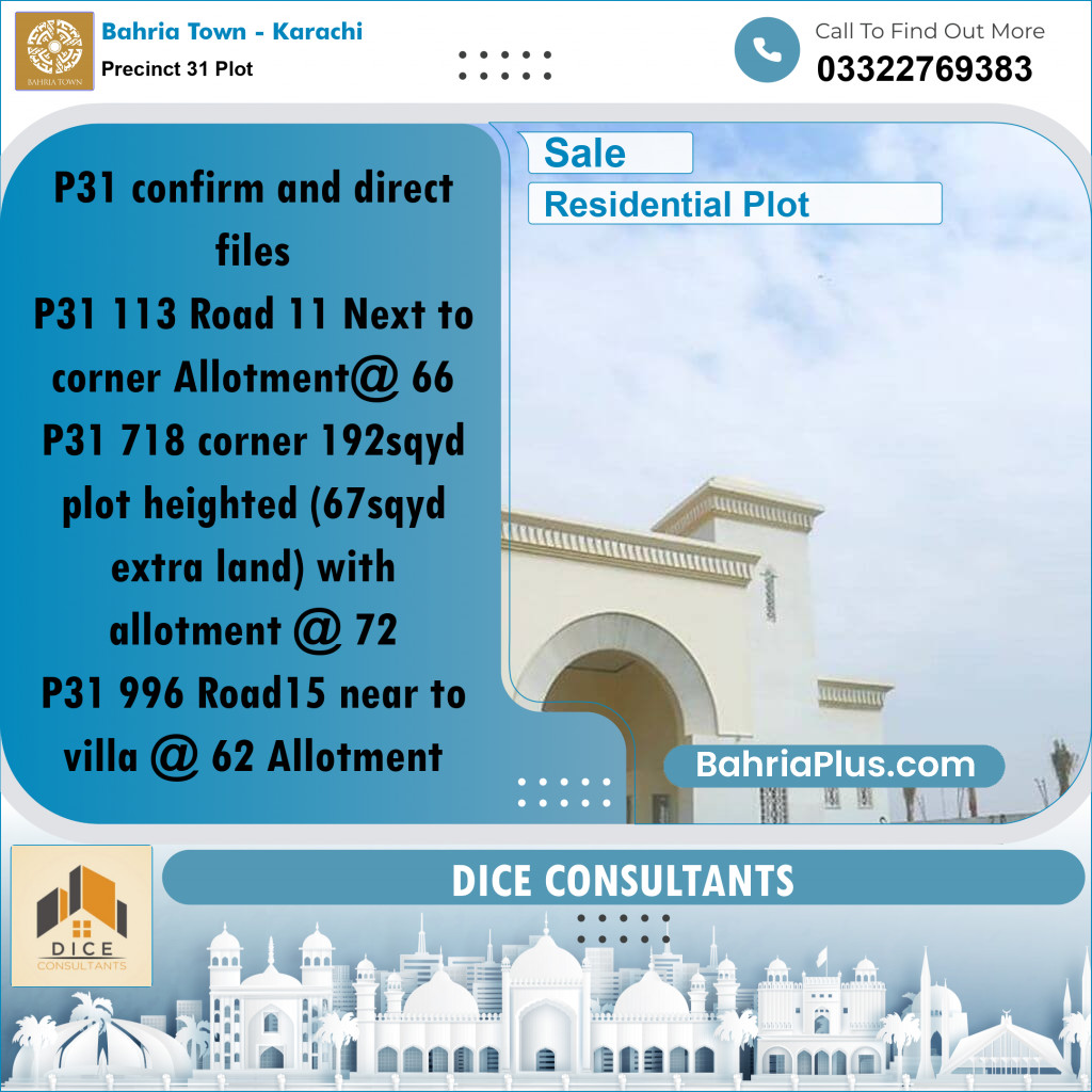 Residential Plot for Sale in Precinct 31 Plot -  Bahria Town, Karachi - (BP-183573)