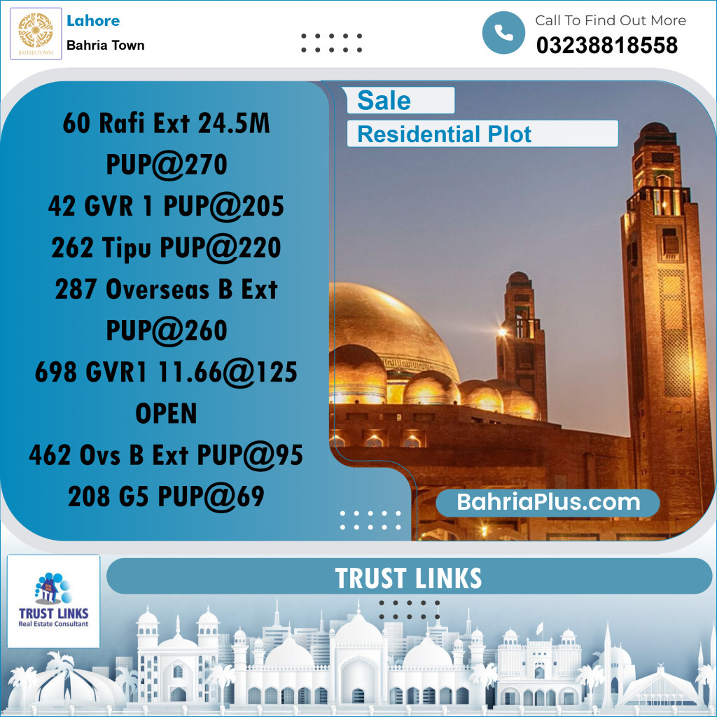Residential Plot for Sale in Bahria Town, Lahore - (BP-183591)