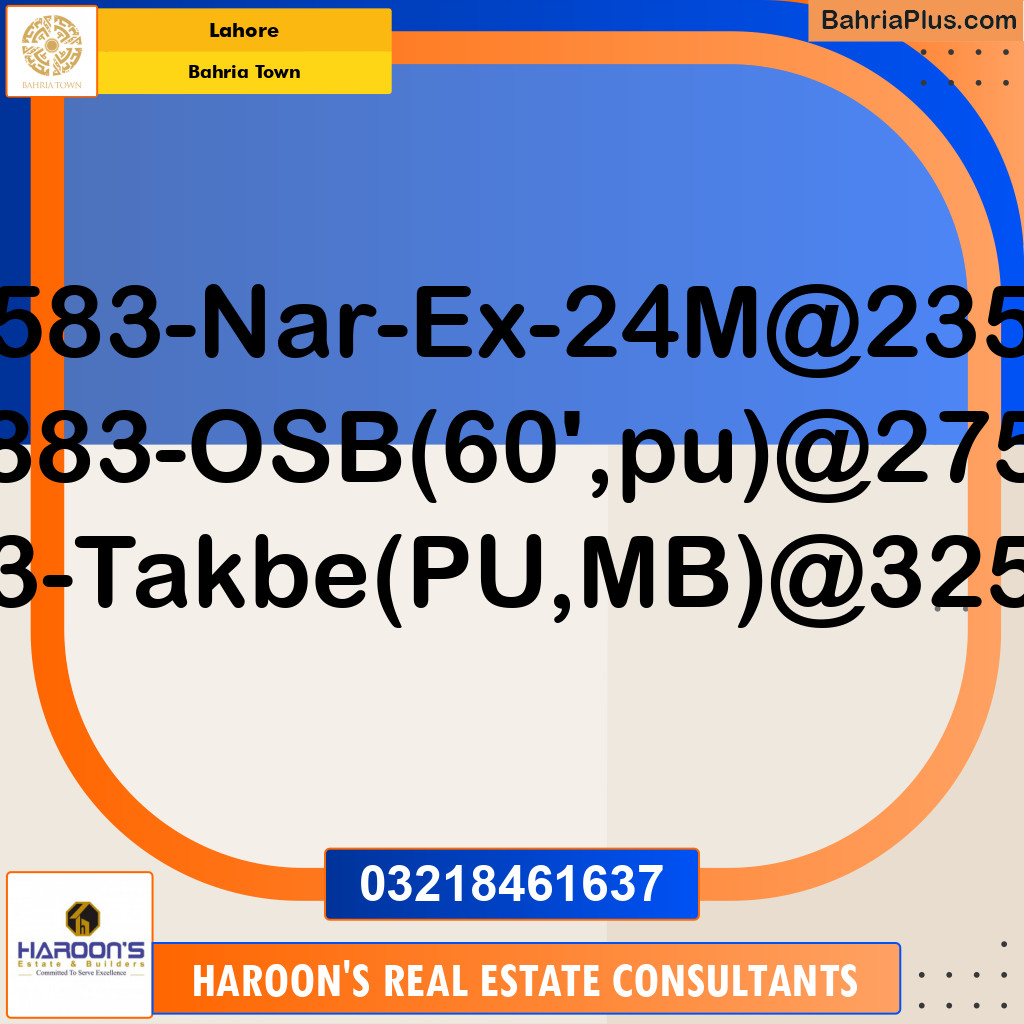 Residential Plot for Sale in Bahria Town, Lahore - (BP-183622)