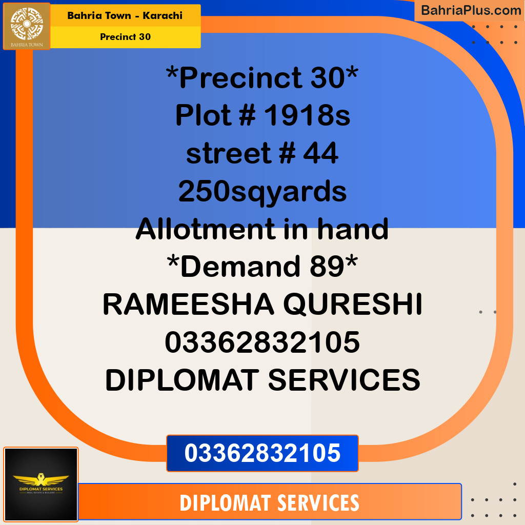 Residential Plot for Sale in Precinct 30 - Bahria Town, Karachi - (BP-183631)