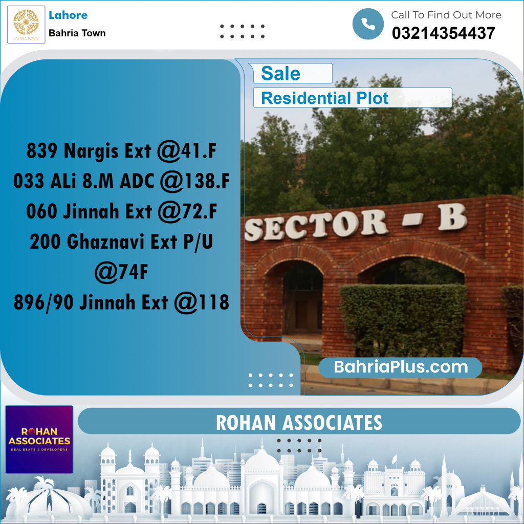 Residential Plot for Sale in Bahria Town, Lahore - (BP-183641)