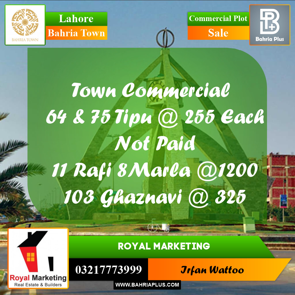 Commercial Plot for Sale in Bahria Town, Lahore - (BP-183693)