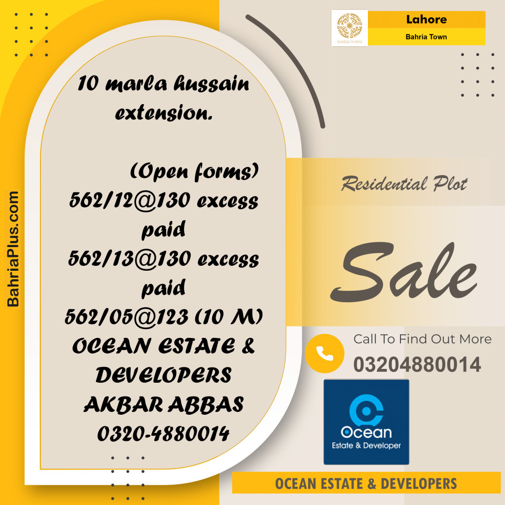 Residential Plot for Sale in Bahria Town, Lahore - (BP-183694)