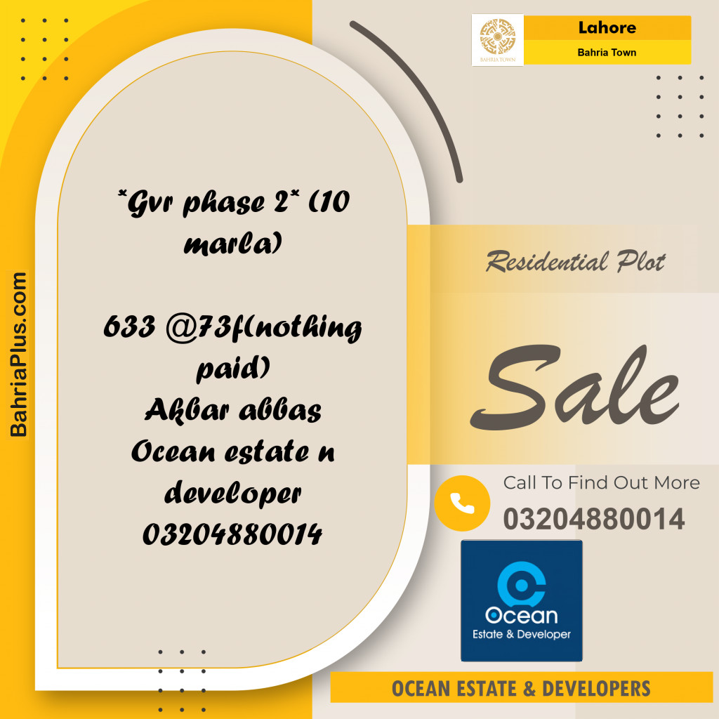 Residential Plot for Sale in Bahria Town, Lahore - (BP-183697)