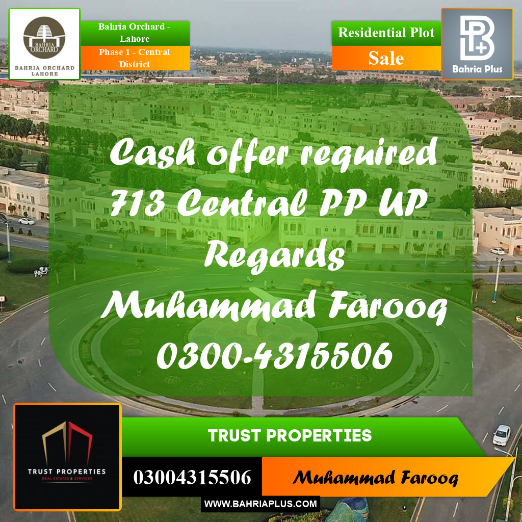Residential Plot for Sale in Phase 1 - Central District -  Bahria Orchard, Lahore - (BP-183701)