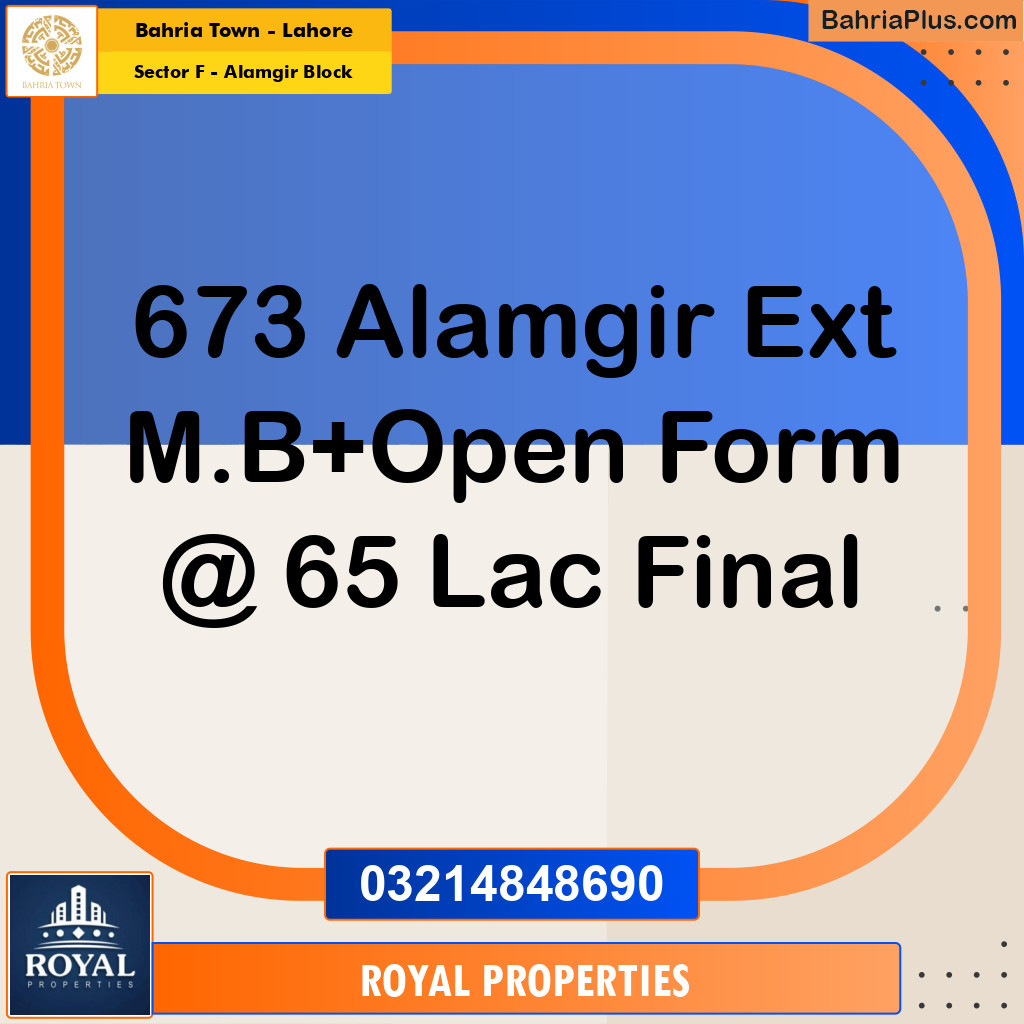 Residential Plot for Sale in Sector F - Alamgir Block -  Bahria Town, Lahore - (BP-183715)