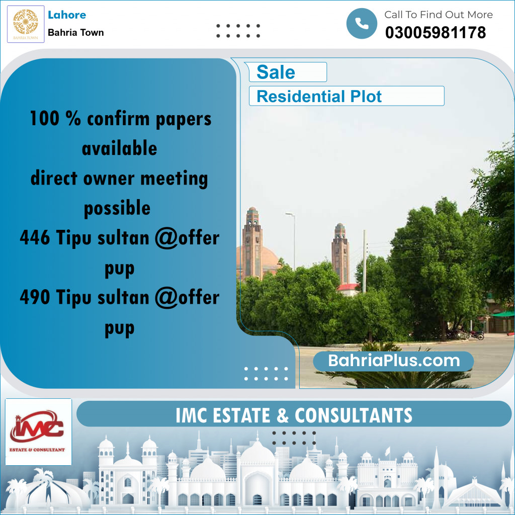 Residential Plot for Sale in Bahria Town, Lahore - (BP-183729)