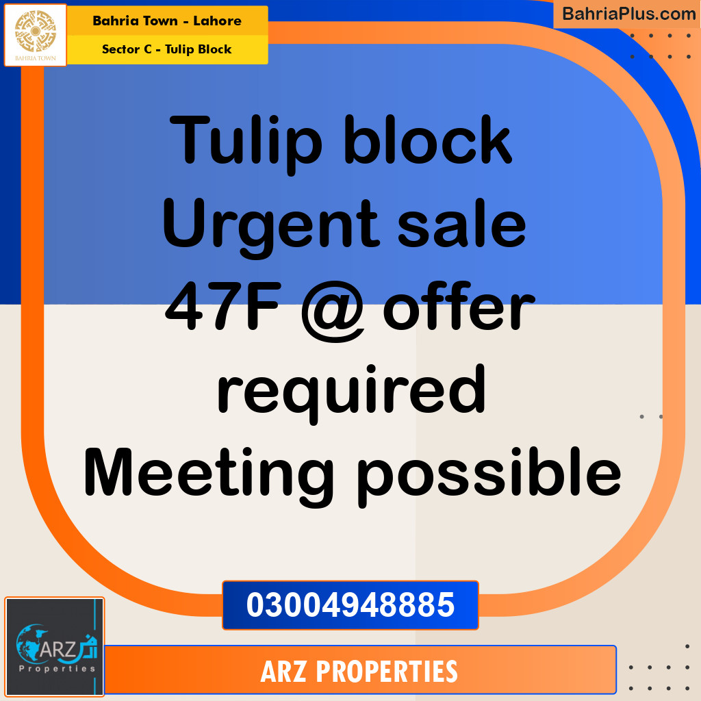 Residential Plot for Sale in Sector C - Tulip Block -  Bahria Town, Lahore - (BP-183796)