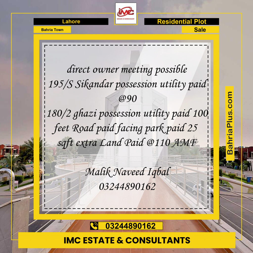 Residential Plot for Sale in Bahria Town, Lahore - (BP-183824)