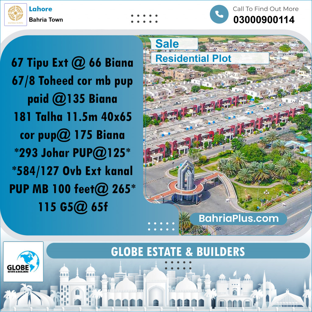 Residential Plot for Sale in Bahria Town, Lahore - (BP-183840)